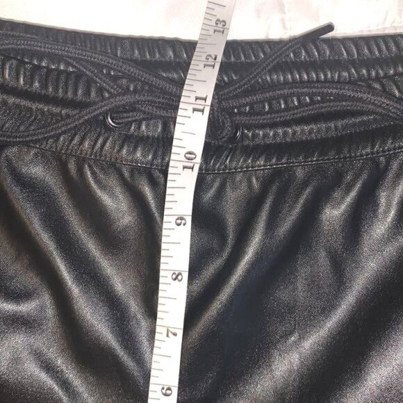 A New Day Black Faux Leather Joggers Size S Elastic Waist & Cuffs With Side Pock - Picture 11 of 11
